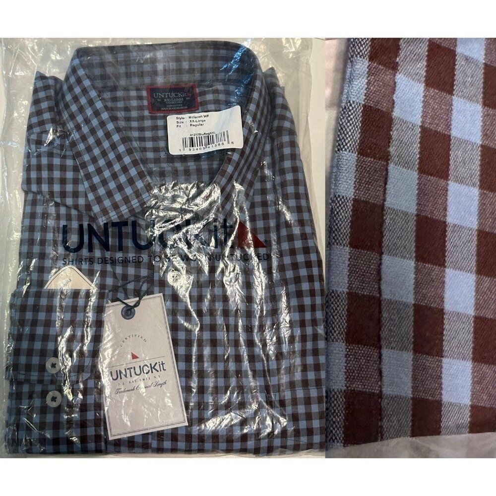 NWT Untuckit Mclaren Men’s 2XL regular Fit button Down Shirt Wrinkle Free Preppy